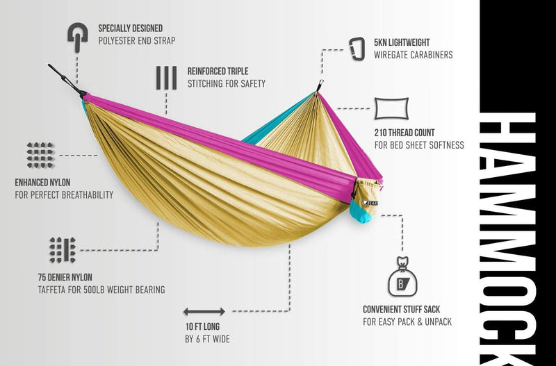 Double Camping Hammock, 10 x 6 ft, 500 lb Capacity photo 6