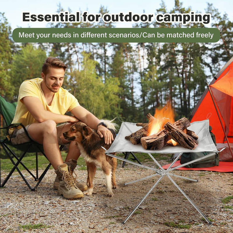 Folding Fire Pit, 22 in Portable Steel Mesh with Carry Bag photo 7