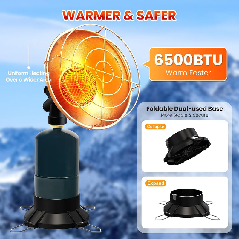 Portable Propane Heater, 6,500 BTU Tank Top Camping Heater photo 4