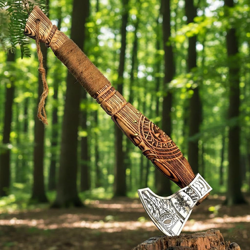 Hand Forged Viking Axe with Leather Sheath, 20 in Bearded Axe photo 2
