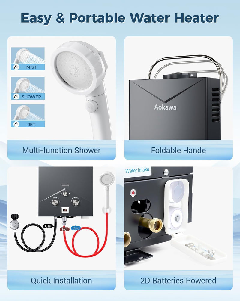 Portable Propane Tankless Water Heater with Shower Kit photo 5