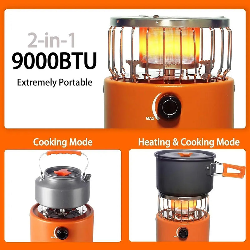 2-in-1 Portable Camping Gas Stove and Heater, 9000 BTU photo 4