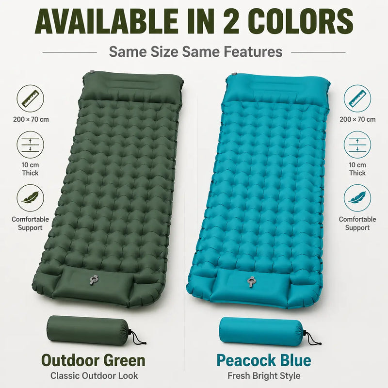 Inflatable Sleeping Pad with Built-in Pillow and Pump photo 11