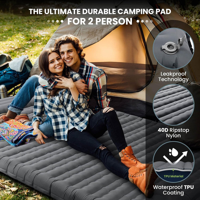 Double Sleeping Pad for Camping, 4.7 Inch Thick, 2 Person photo 5