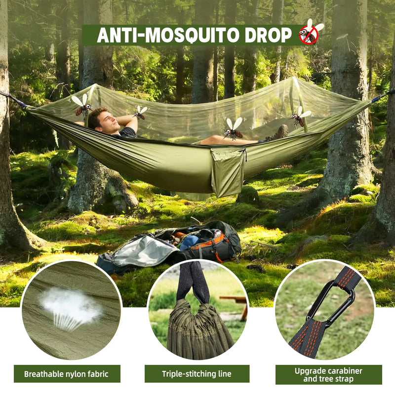 Pop-Up Camping Hammock with Mosquito Net and Straps photo 4