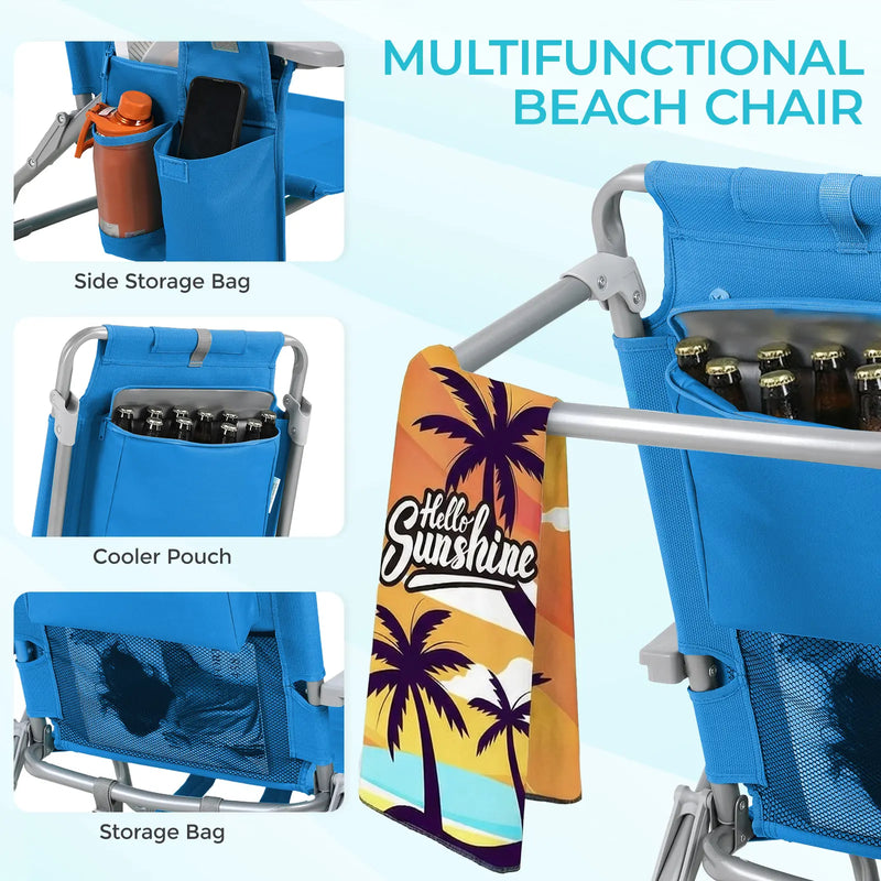 Backpack Beach Chair with 5-Position Recline and Cooler photo 3