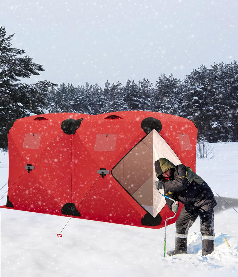 Insulated Pop Up Ice Fishing Shelter, 6 to 8 Person Hub Tent photo 5