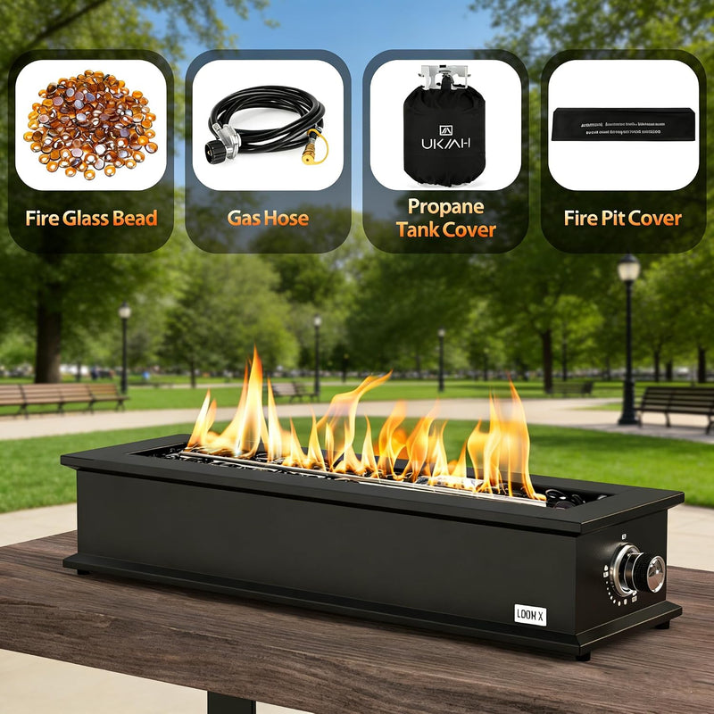 28 Inch Propane Fire Pit, 40,000 BTU with Hose and Covers photo 4