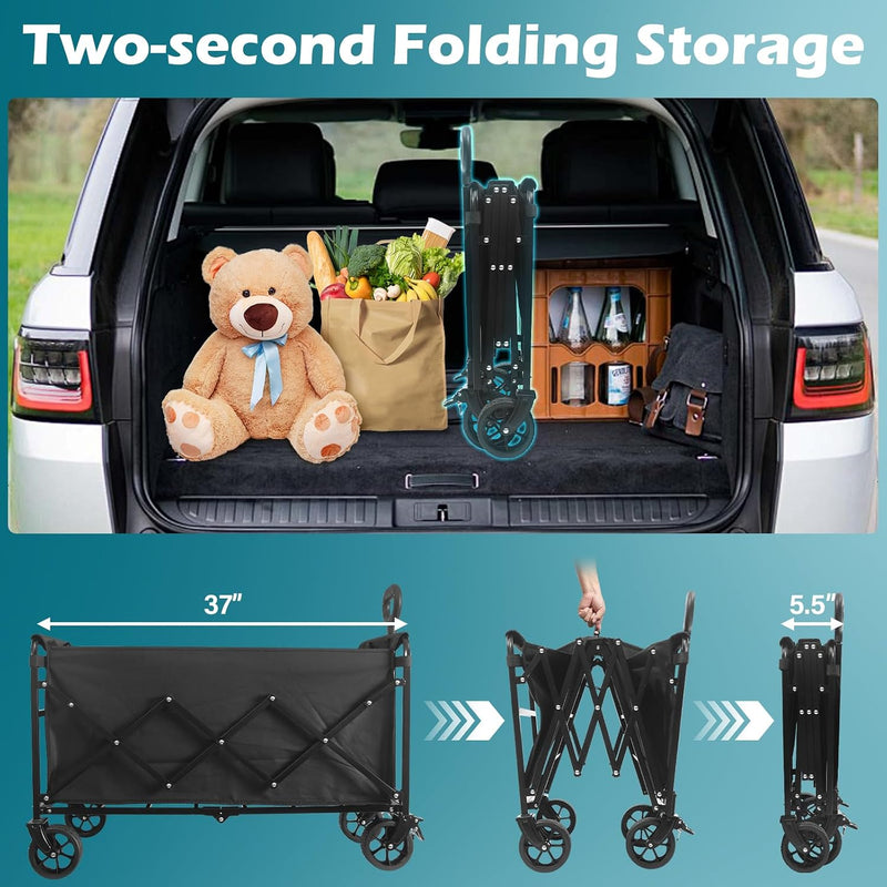 Collapsible Wagon Cart with All Terrain Wheels, Heavy Duty photo 6