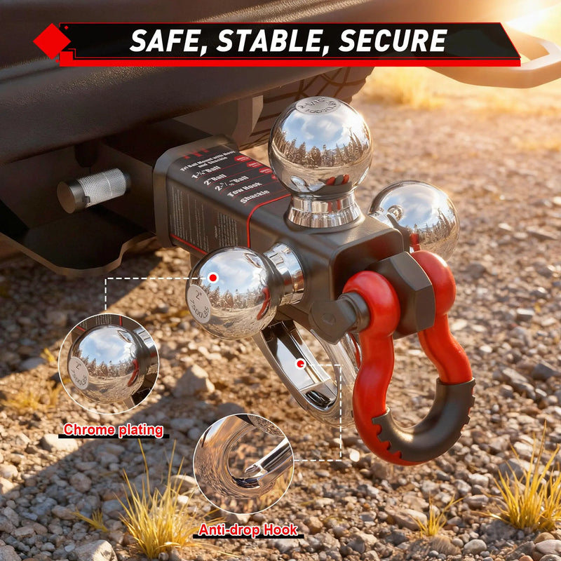 TYT Adjustable Tri-Ball Trailer Hitch, 2 Inch Receiver photo 4