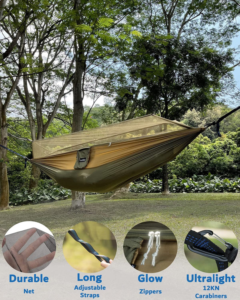 Camping Hammock with Bug Net and Rain Fly, Single or Double photo 14