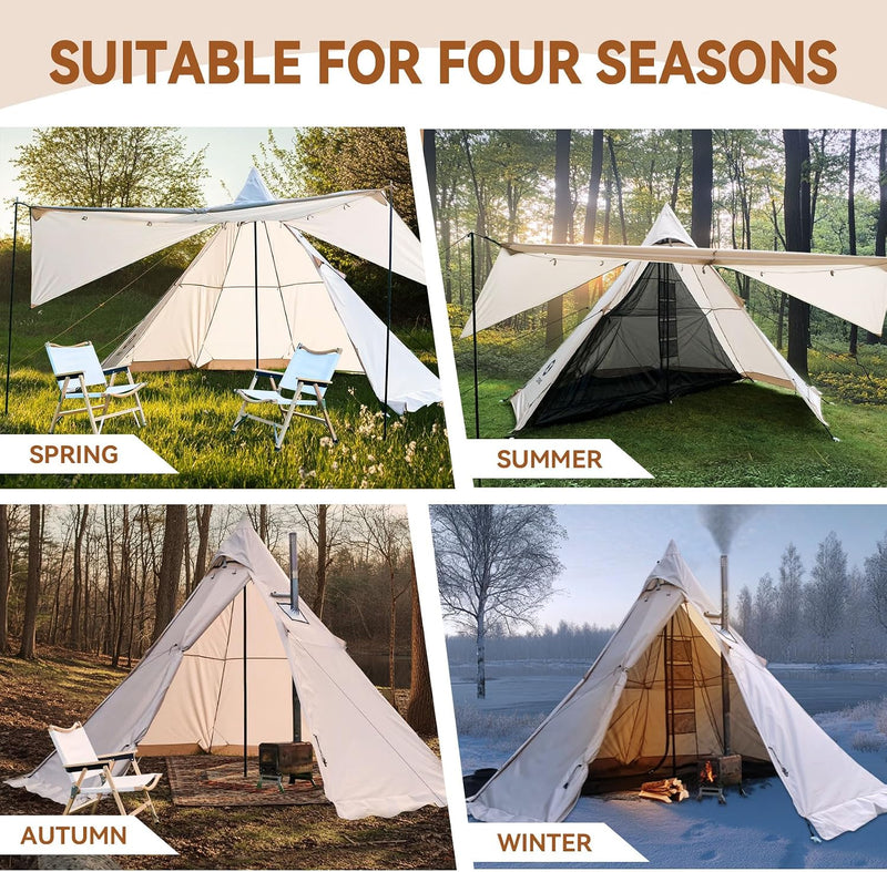 4-Season Tipi Hot Tent with Stove Jack, 3-4 Person photo 7