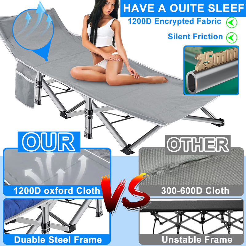 Folding Camping Cot for Adults, 500 lb with Mattress Pad photo 6