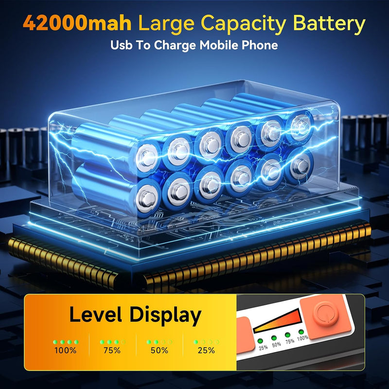 Rechargeable LED Work Light with Stand, Solar, 42,000mAh photo 4