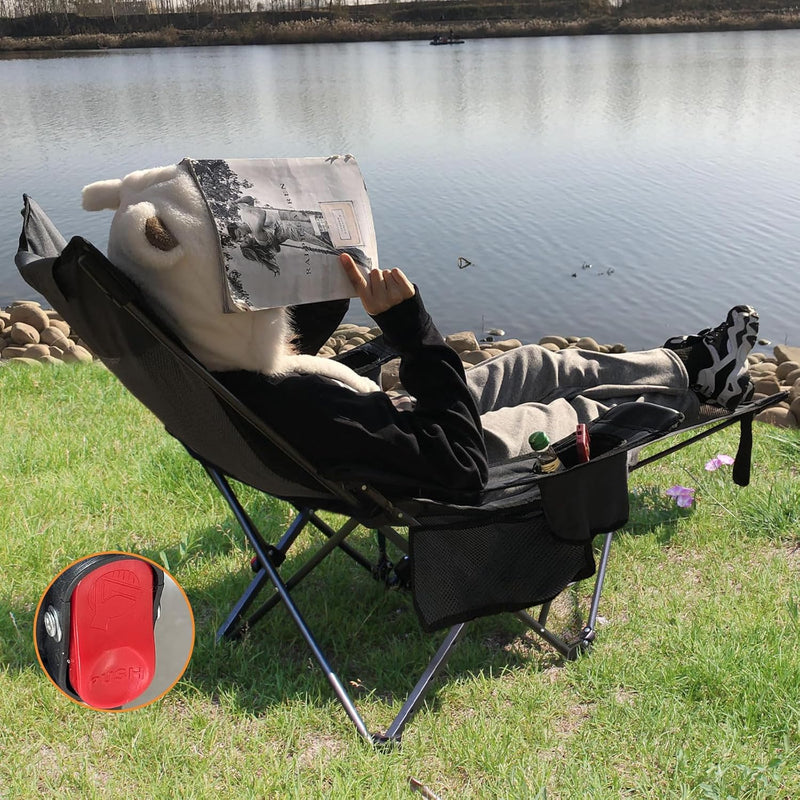 Reclining Camping Chair with Removable Footrest and Headrest photo 9
