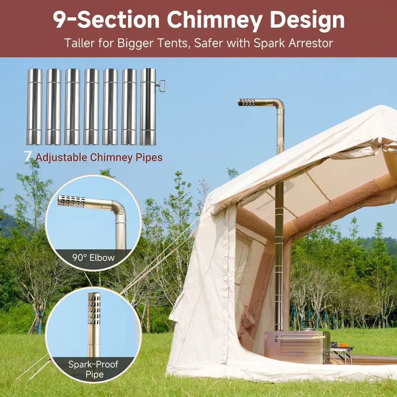 Docred Portable Camping Wood Stove with Chimney and Grill photo 4