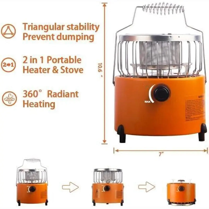 2-in-1 Portable Camping Gas Stove and Heater, 9000 BTU photo 9