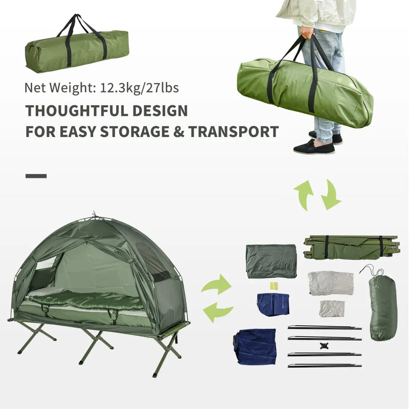 Outsunny Folding Camping Cot Set with Tent and Sleeping Bag photo 4