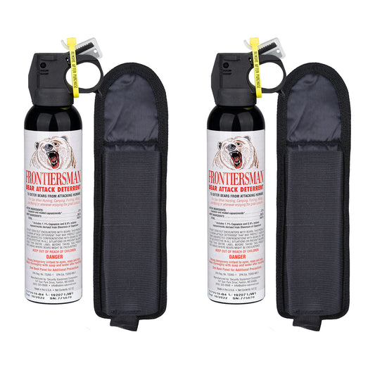 SABRE Frontiersman 9.2 fl oz. Bear Spray Maximum Strength 2.0% Major Capsaicinoids Powerful 35 ft. Range Bear Deterrent Outdoor Camping & Hiking Protection Quick Draw Holster & Multipack Options