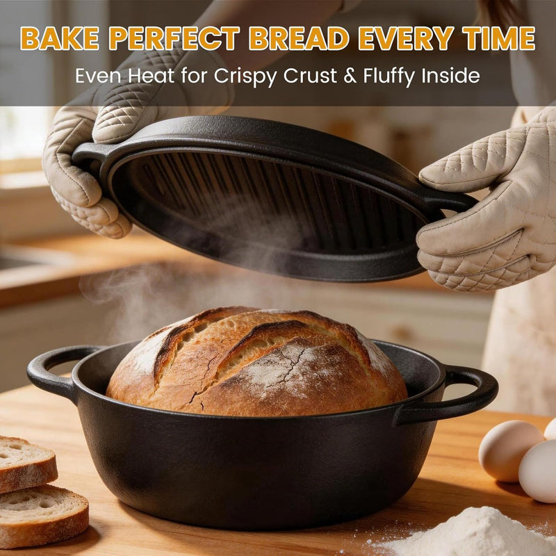 Cast Iron Dutch Oven with Skillet Lid, Pre-Seasoned 2-in-1 Set photo 6