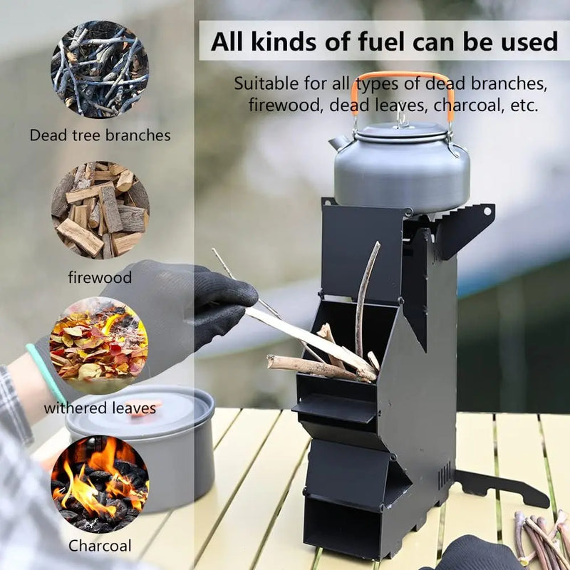 B Brazify Steel Rocket Stove with Heat Shield and Bag photo 4