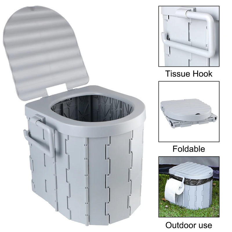 Portable Folding Camping Toilet with Lid photo 2