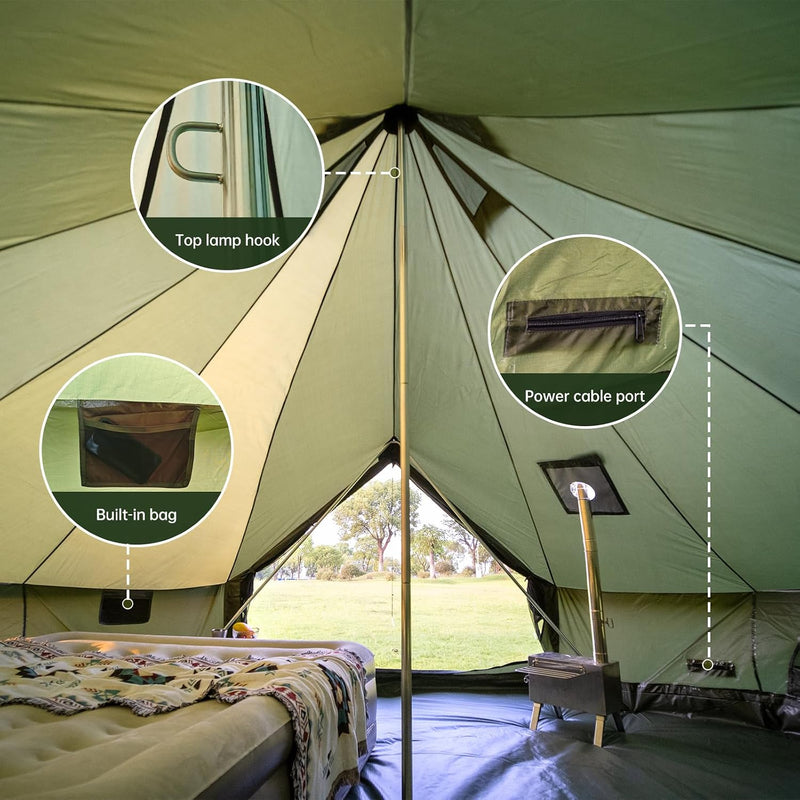Bell Tent with Stove Jack, 4-8 Person 4-Season Yurt Tent photo 6
