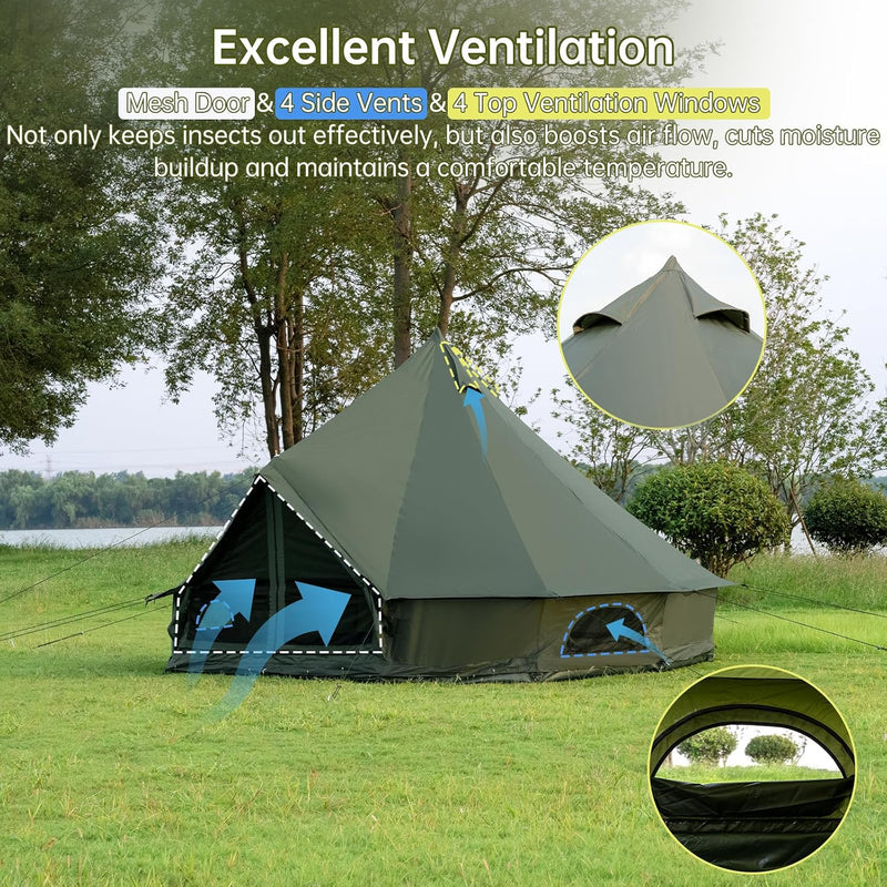 Bell Tent with Stove Jack, 4-8 Person 4-Season Yurt Tent photo 4