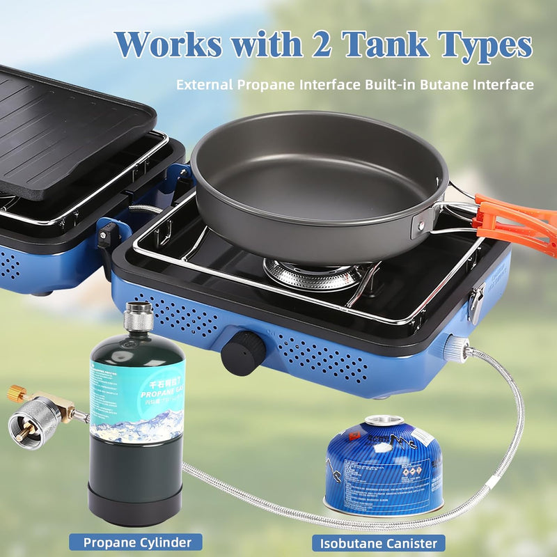 2 Burner Propane Camping Stove, 30,000 BTU with Cookware photo 9