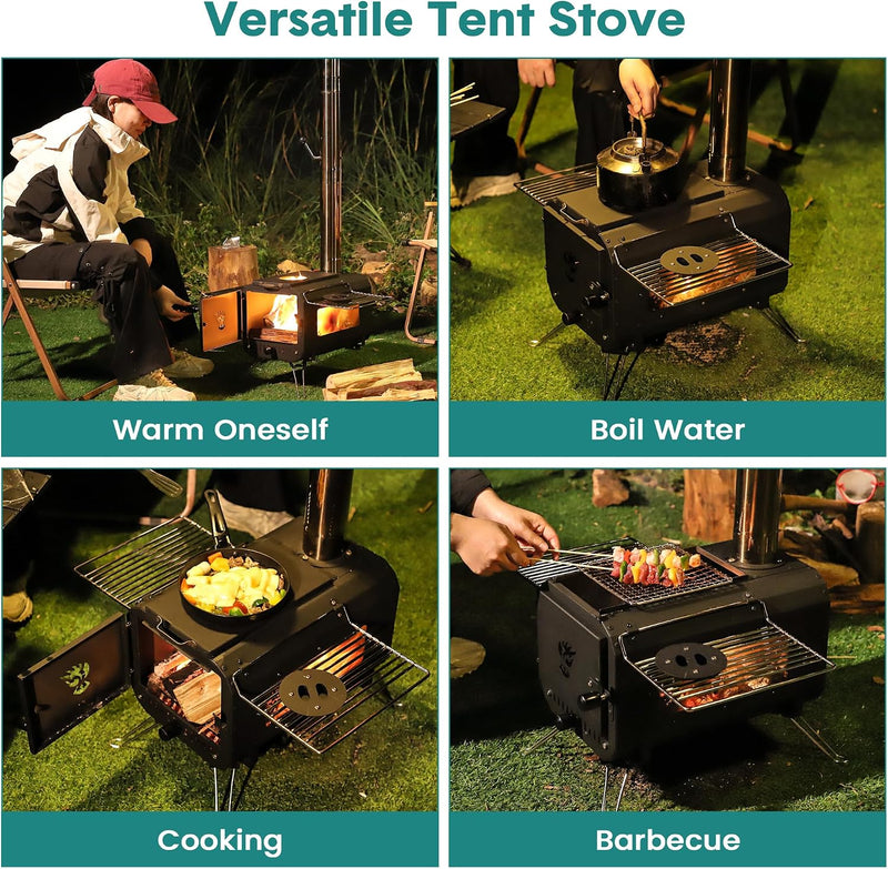 Portable Wood Stove for Tents, Folding Legs and View Glass photo 8