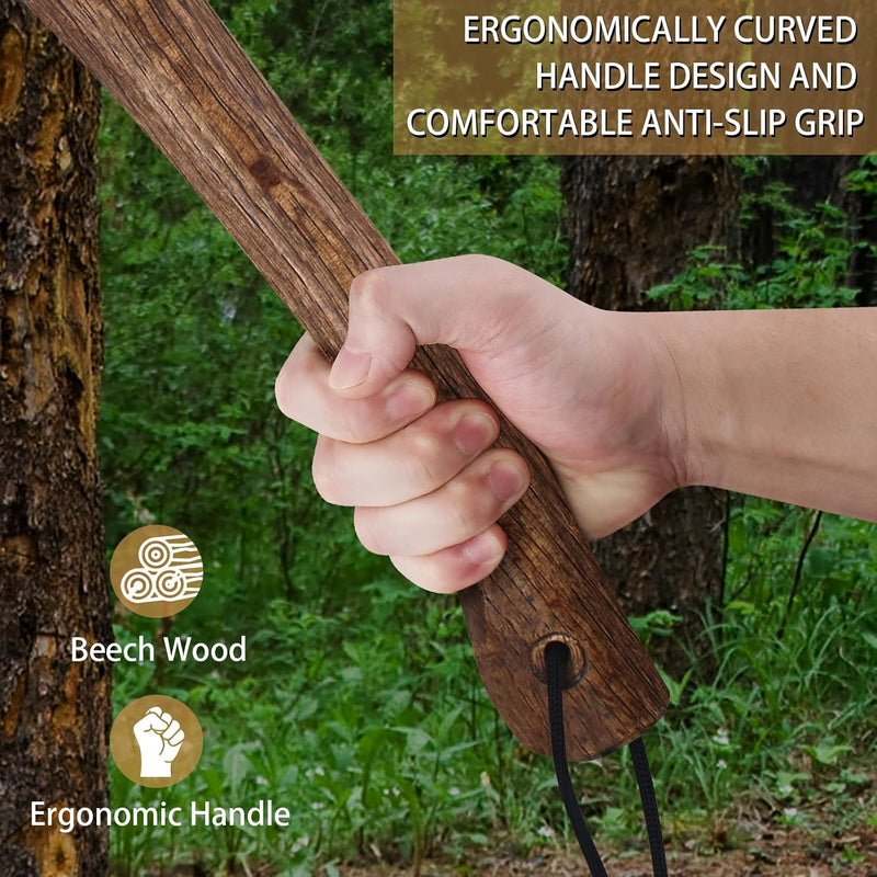 Camping Hatchet with Leather Sheath, Hand Forged Carbon Steel photo 6