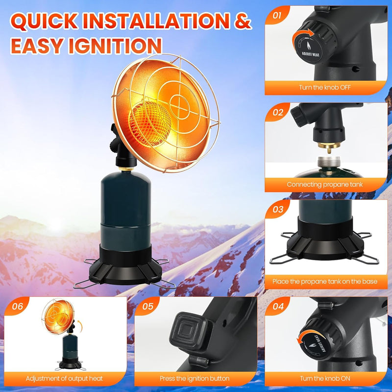 Portable Propane Heater, 6,500 BTU Tank Top Camping Heater photo 6