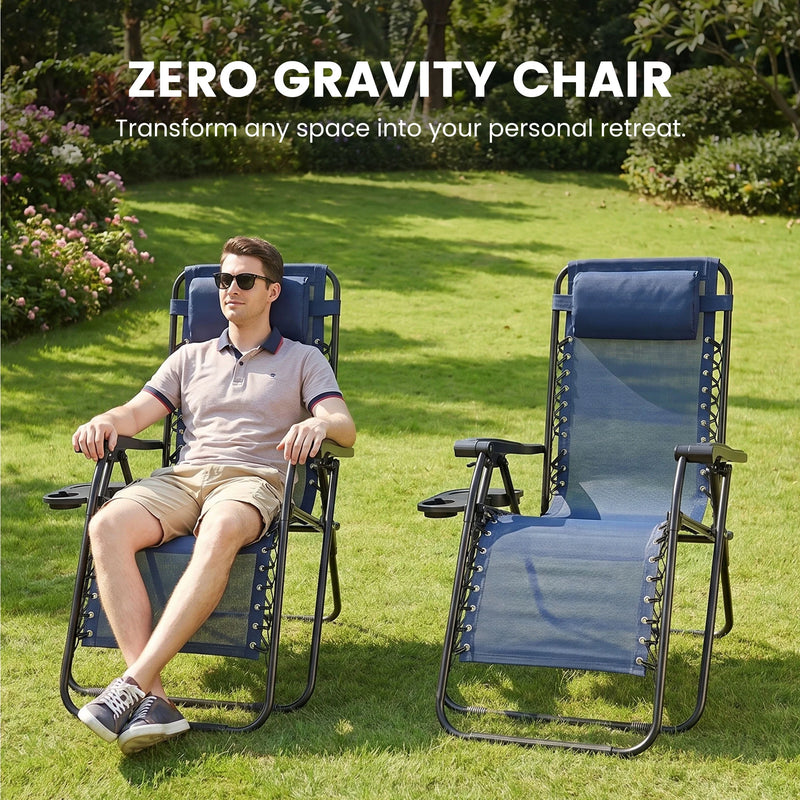 Zero Gravity Camping Chairs, 2 Pack with Cup Holder Trays photo 8