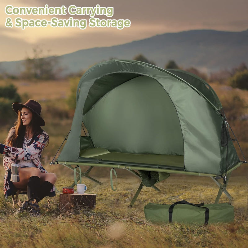 4-in-1 Camping Cot Tent, 1 Person Off-Ground Tent with Mattress photo 2