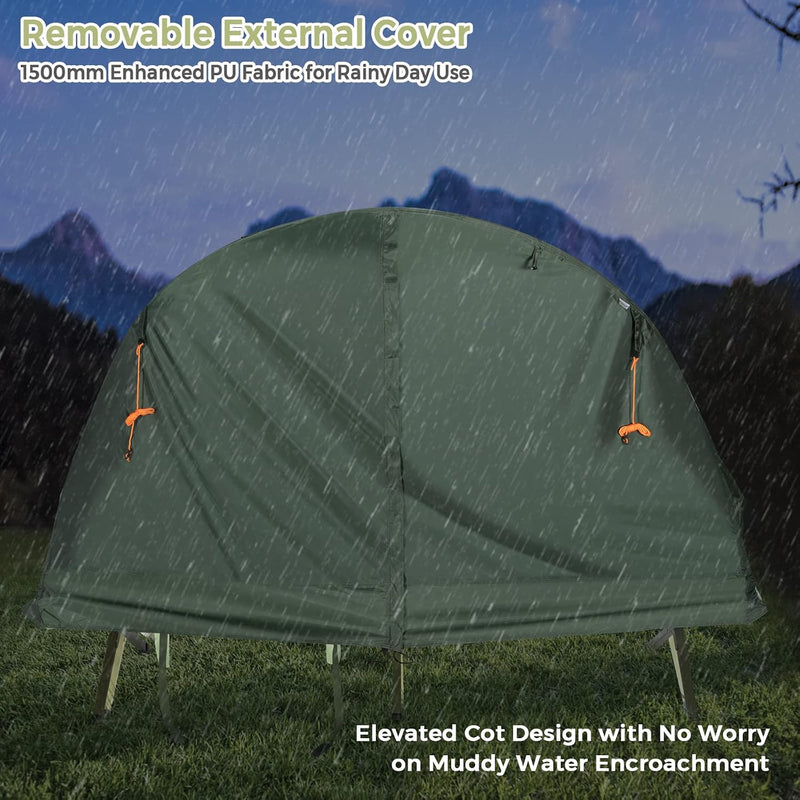 4-in-1 Camping Cot Tent, 1 Person Off-Ground Tent with Mattress photo 7