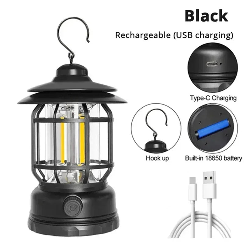 Retro COB Camping Lantern, USB Rechargeable photo 8