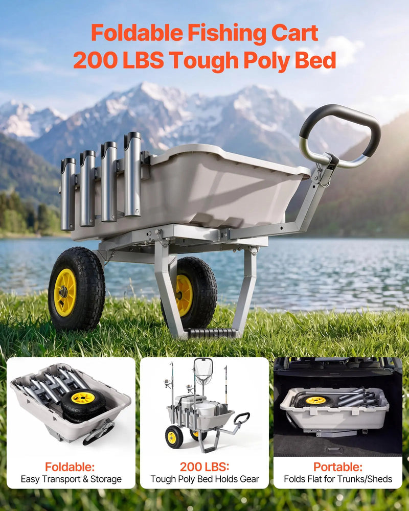 Vevor Beach Fishing Cart, 200 lb Capacity, 8 Rod Holders photo 2