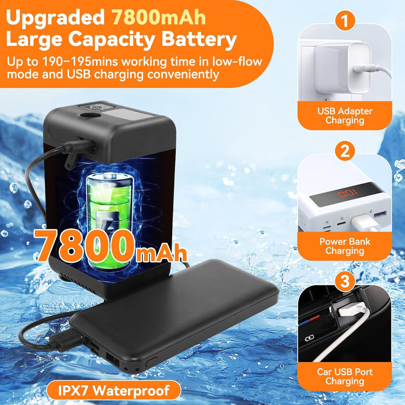 Portable Camping Shower with Heater, 7800mAh Rechargeable Pump photo 2
