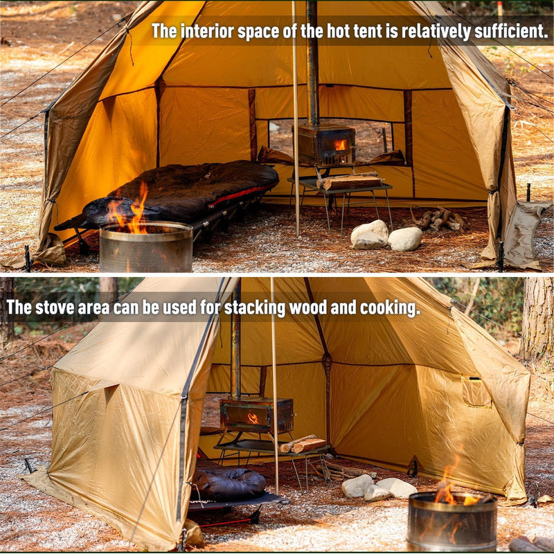 Hot Tent with Stove Jack, 1-2 Person 4-Season Tipi Tent photo 7
