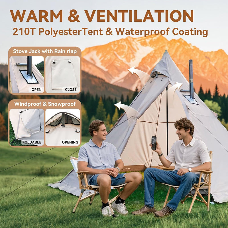 4-Season Tipi Hot Tent with Stove Jack, 3-4 Person photo 5
