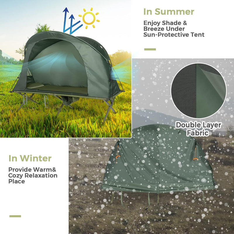 4-in-1 Camping Cot Tent, 1 Person Off-Ground Tent with Mattress photo 6