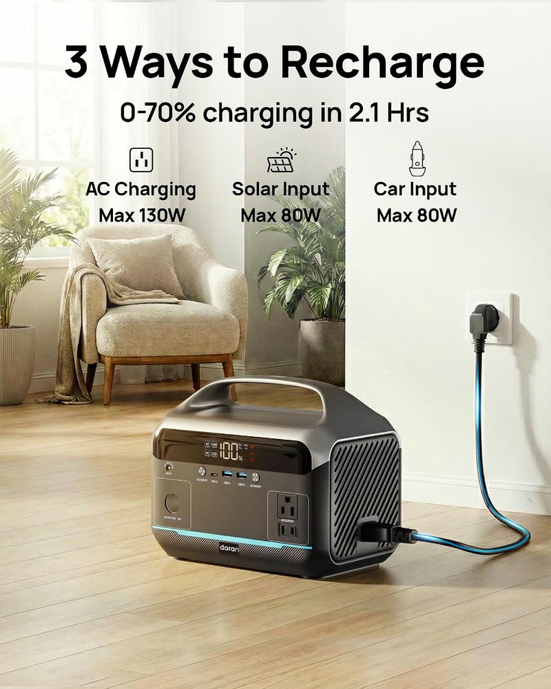 Portable Power Station, 288Wh LiFePO4 with 600W AC Outlets photo 9