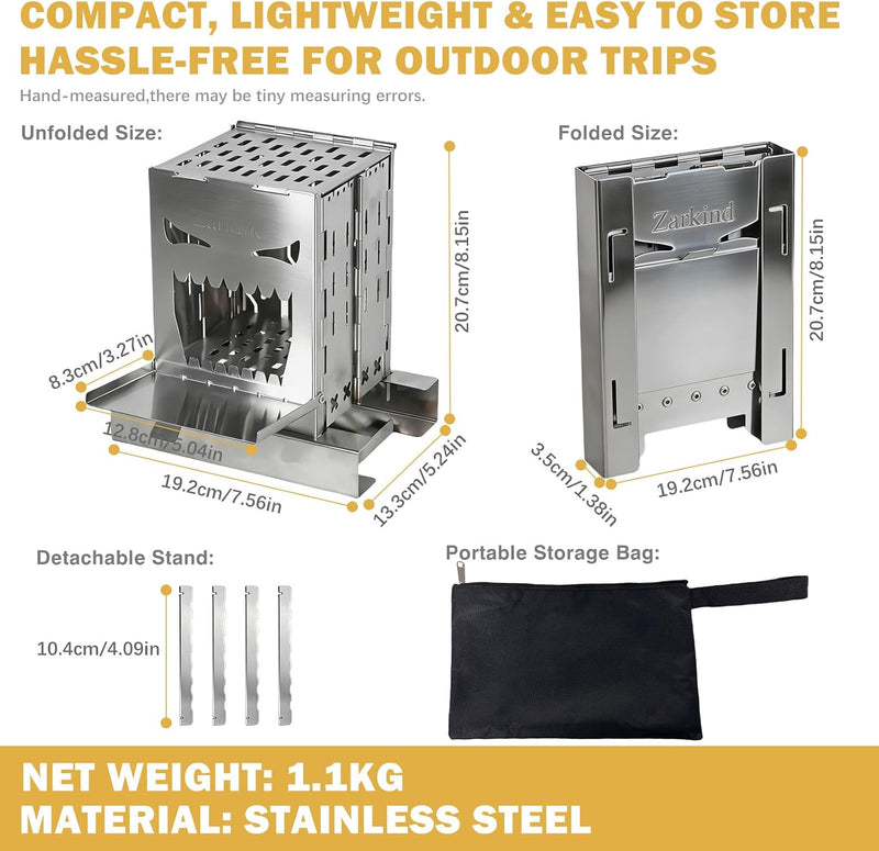Folding Wood Burning Camp Stove, Stainless Survival Stove photo 4