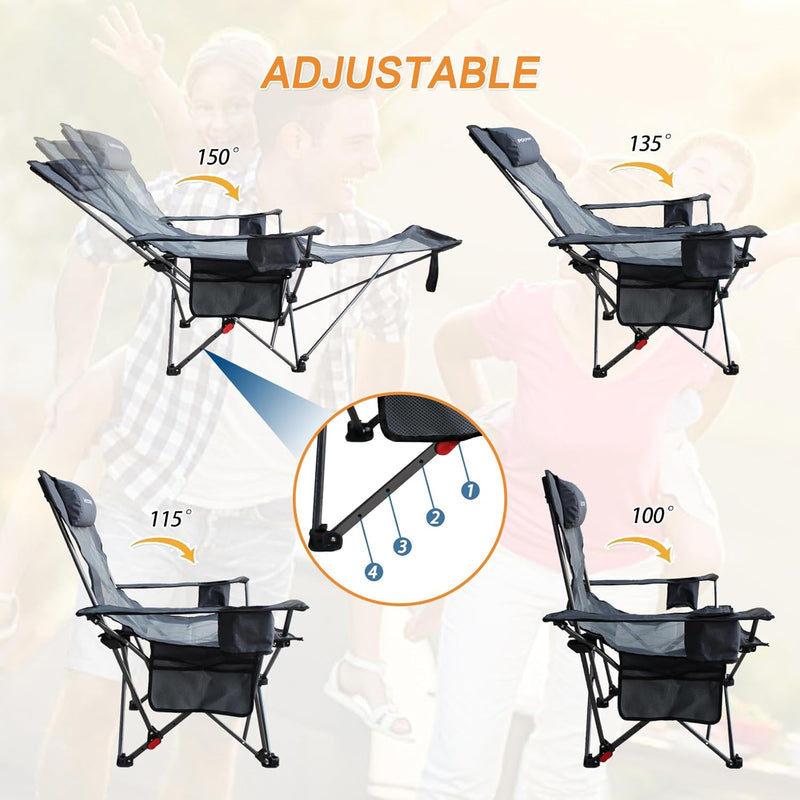 Reclining Camping Chair with Removable Footrest and Headrest photo 14
