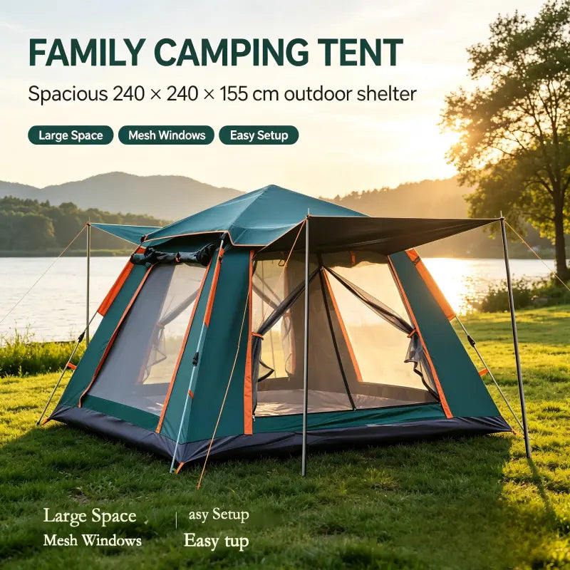 4-6 Person Automatic Pop-Up Tent, UV Protection photo 2