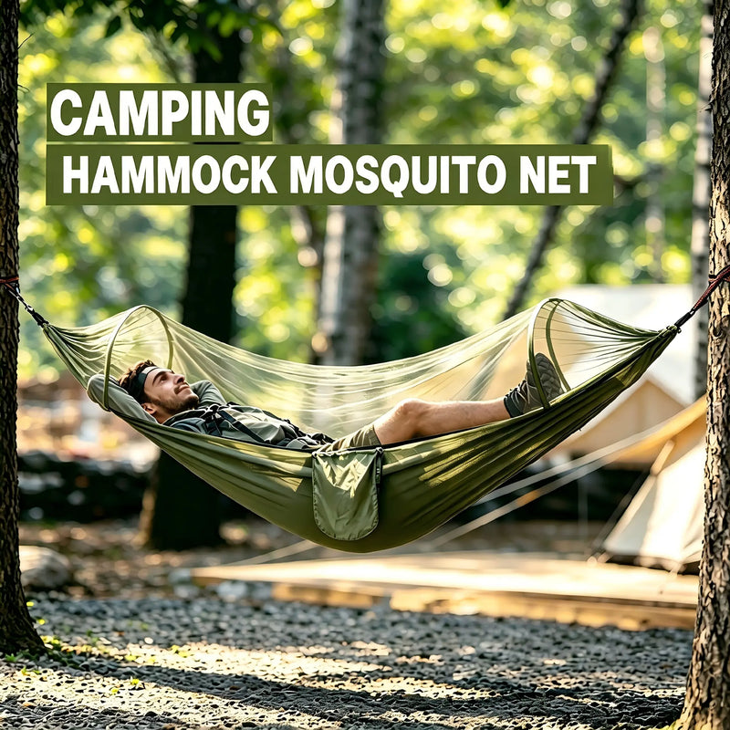 Pop-Up Camping Hammock with Mosquito Net and Straps photo 2