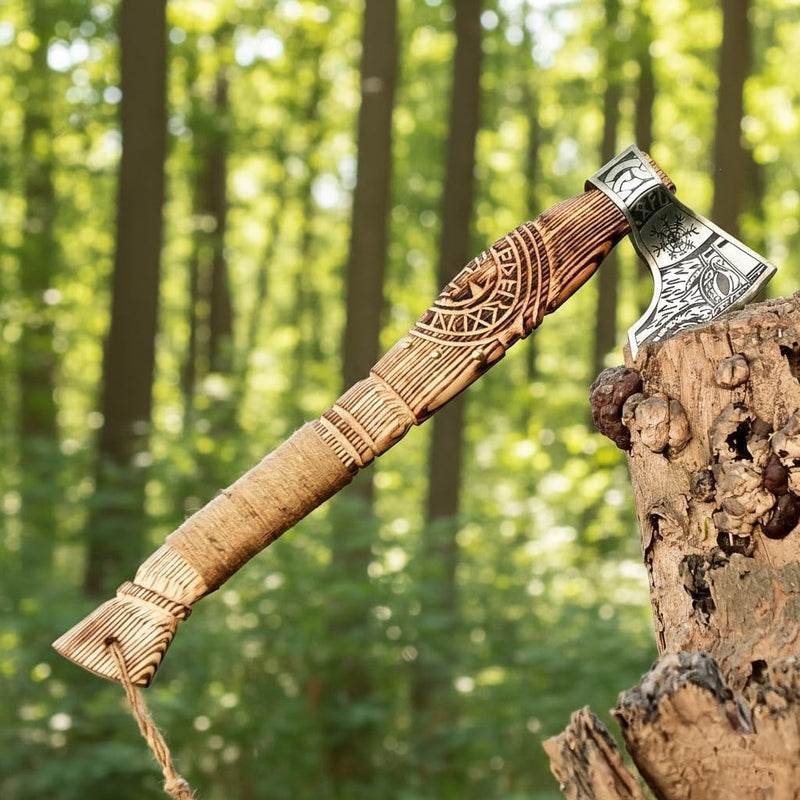 Hand Forged Viking Axe with Leather Sheath, 20 in Bearded Axe photo 9