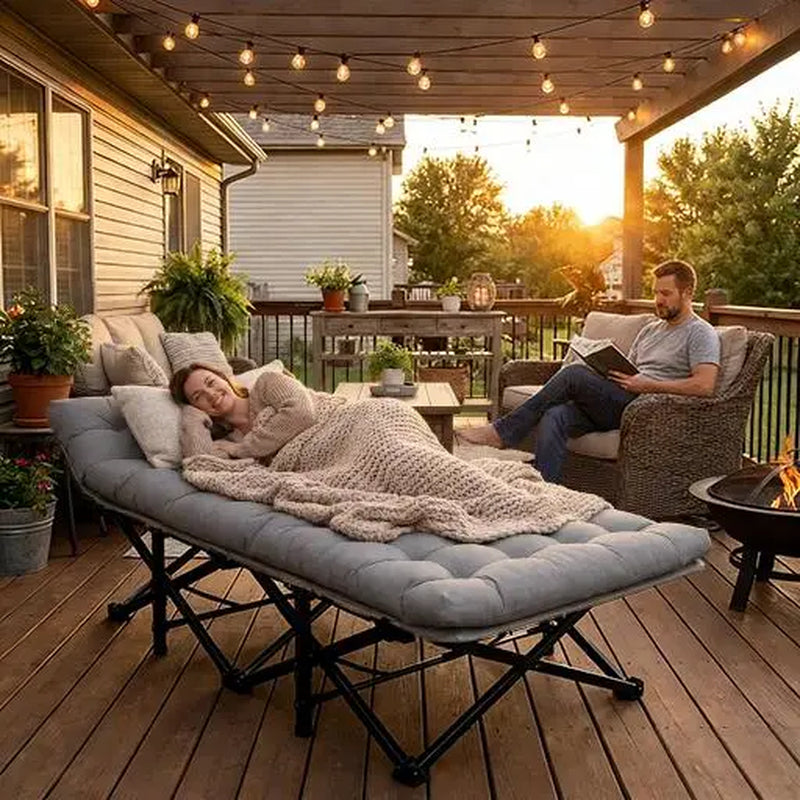 Folding Double Camping Daybed Lounger with Cushion photo 7