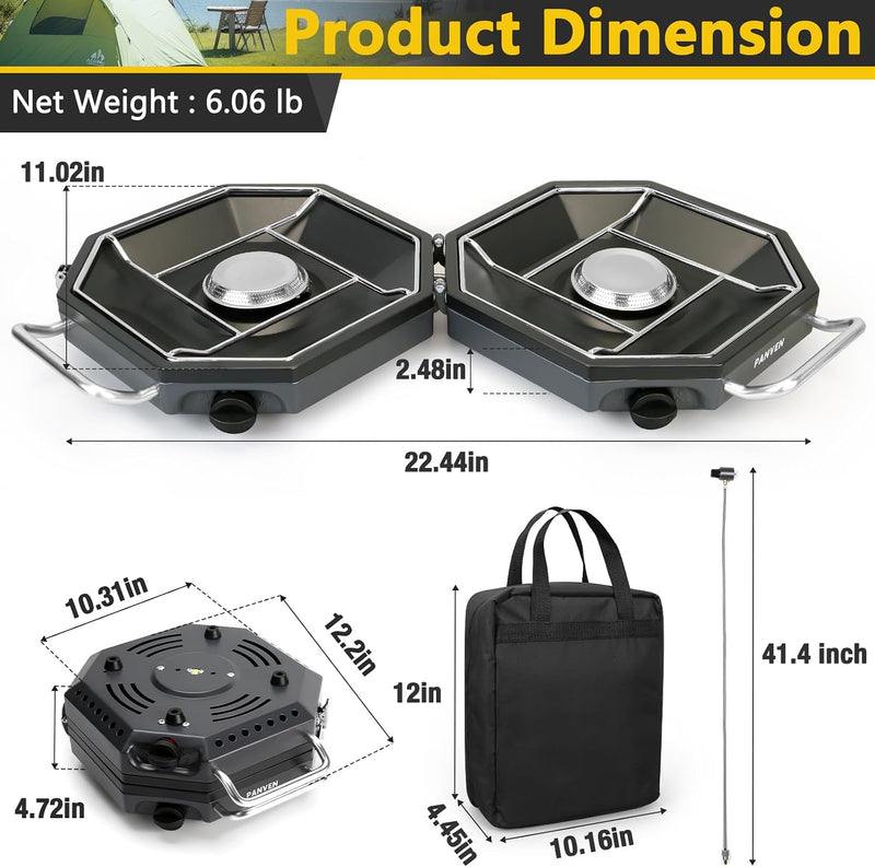 2-Burner Propane Camp Stove, 20,000 BTU with Windscreen photo 5