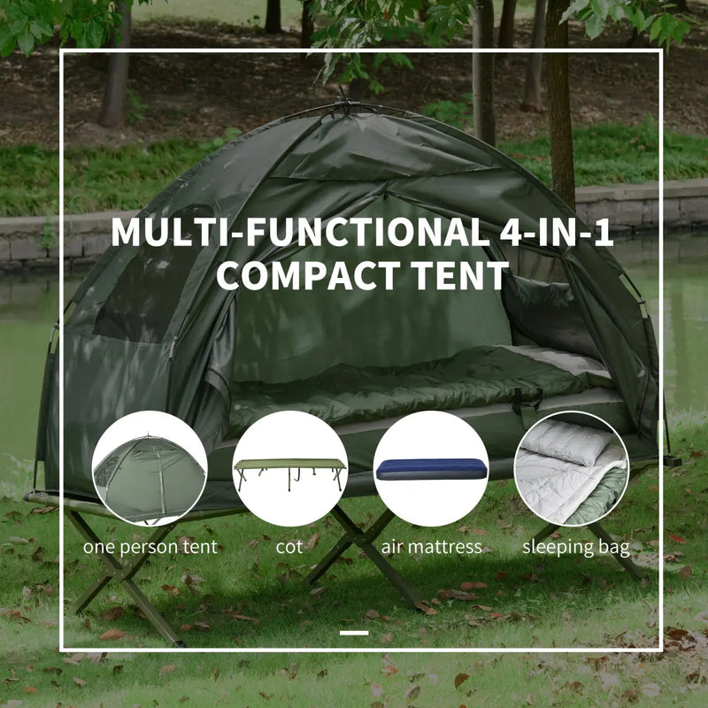 Outsunny Folding Camping Cot Set with Tent and Sleeping Bag photo 6